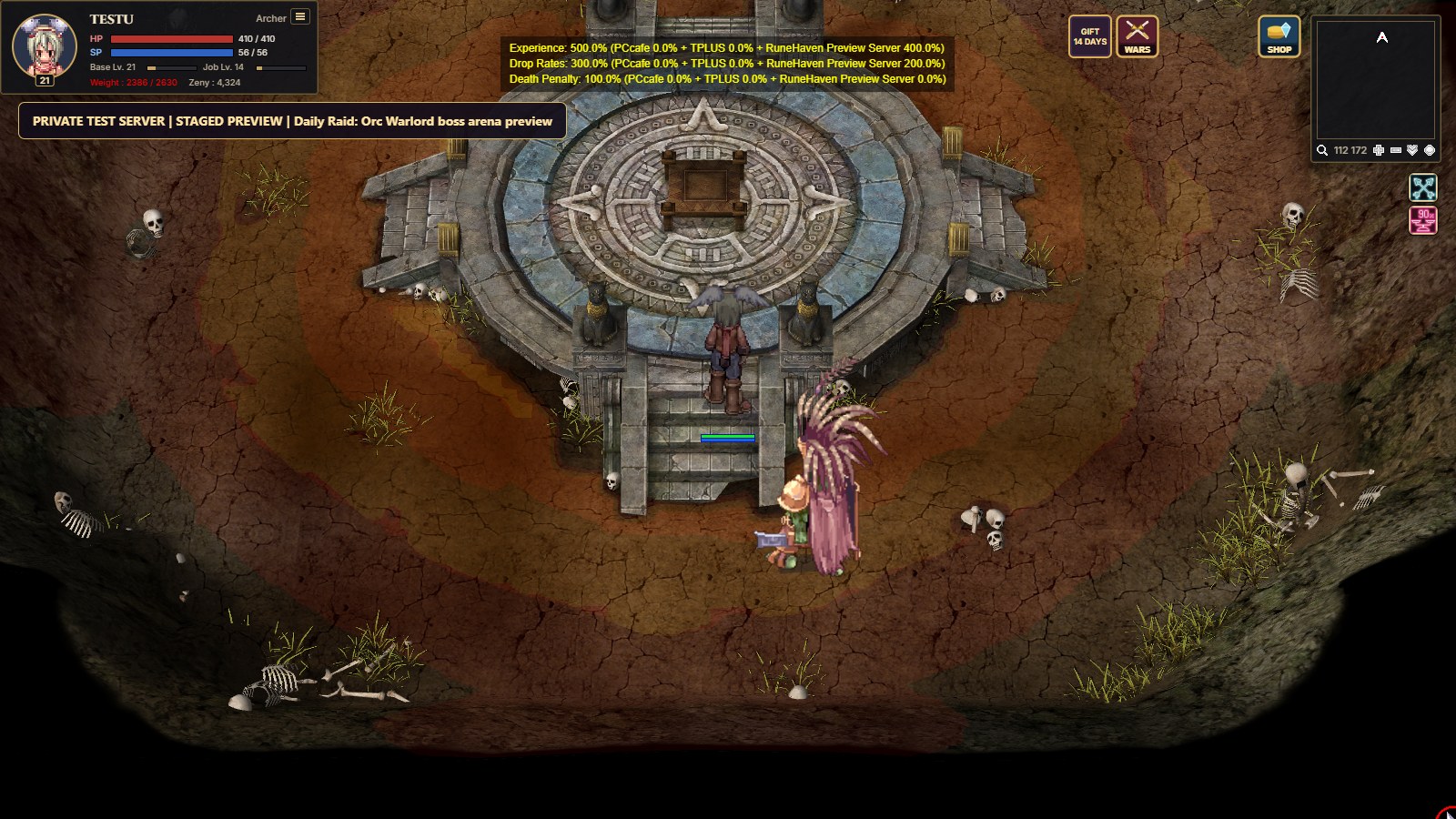Daily Raid boss arena on a private test server